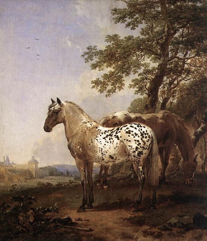 BERCHEM, Nicolaes Landscape with Two Horses Sweden oil painting art